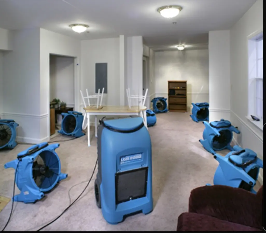 Air movers and dehumidifier setup for Water Extraction & Removal in Hopkins